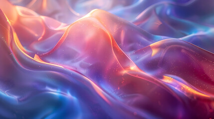 An abstract background with a holographic effect. Use iridescent colors and smooth gradients to create a shifting, multi-dimensional look that catches the light and changes with the angle.
