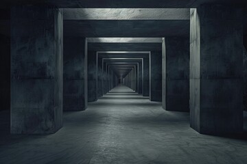 Obraz premium An old factory with dark, empty rooms and hallways