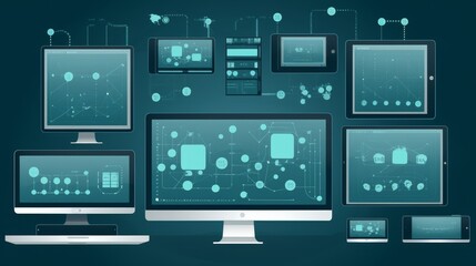 Financial data processing and enterprise profit analysis concept on gray background
