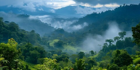 Obraz premium Global deforestation threatens Earths ability to regulate temperature and maintain biodiversity. Concept Deforestation, Climate Change, Biodiversity Loss, Environmental Impact