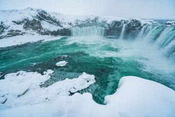 Beautiful mesmerizing Iceland in winter, beautiful scenery on the glaciers