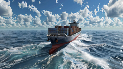 A ship for transporting cargo containers and also unloading it at the docks of a cargo port. AI Generated