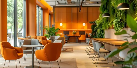 Bright green office workroom flooded with natural light vibrant interior design. Concept Green Office Interior, Natural Light, Vibrant Design, Workspace Decor, Bright Workroom