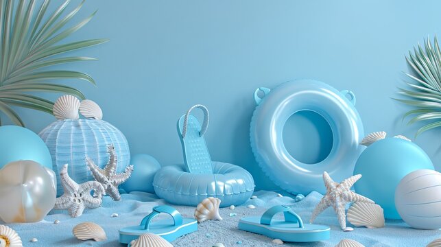 Assorted beach items on table