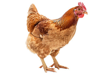 Brown Hen Standing, Isolated on Transparent Background, PNG