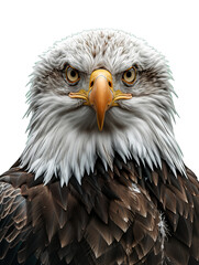 Obraz premium Majestic Bald Eagle Close-Up with Intense Gaze, Isolated on Transparent Background, PNG
