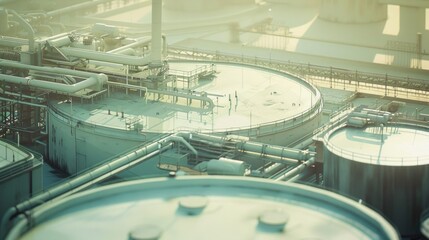 A large industrial plant with many pipes and tanks