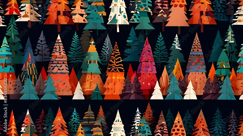Poster seamless pattern. geometric. christmas tree generative ai