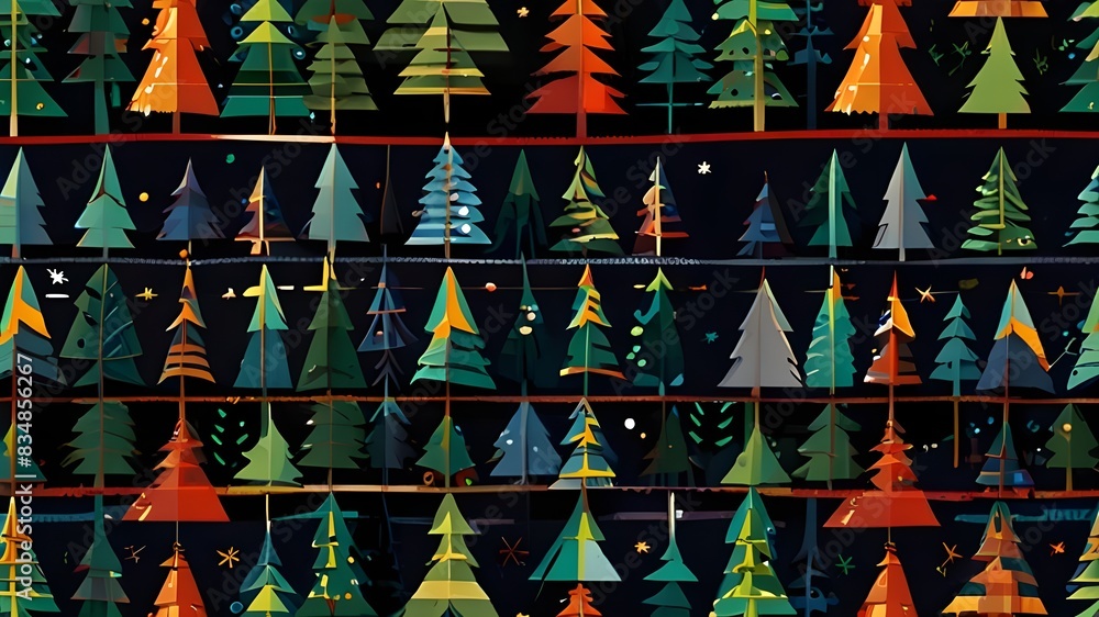 Poster seamless pattern. geometric. christmas tree generative ai
