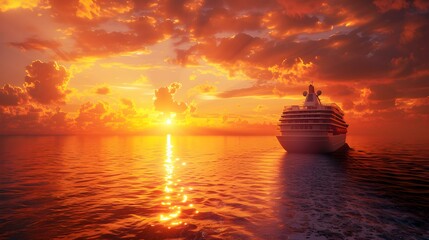 A cruise liner at sunset pic