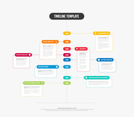 Simple vertical light timeline template with thick color blocks and white texts