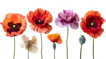 poppies five different image