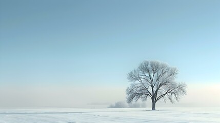 snowy plain with a solitary