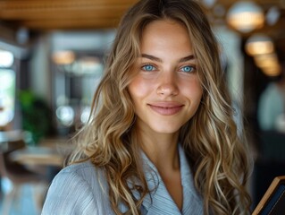 Obraz premium Woman in restaurant with book