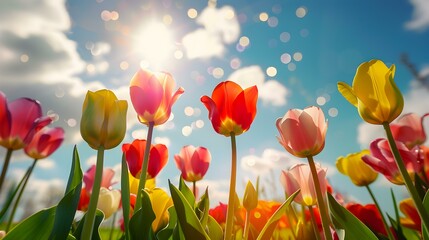 tulips vibrant reds yellows pic