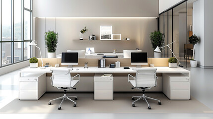 Minimalist Modern Office Interior With Clean Clutter-Free Design