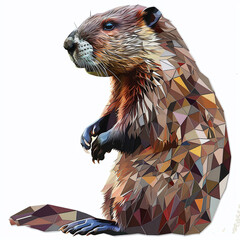 Beaver in Abstract style on white background