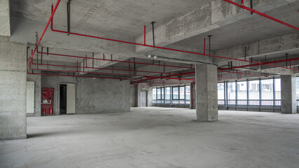 Empty business building building interior with exposed concrete