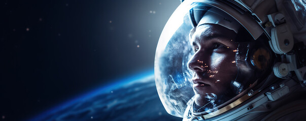 Astronaut Floating In Space With Starry Background