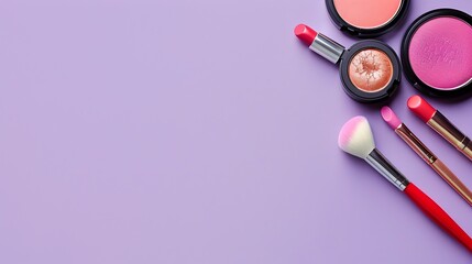 Carnival Atmosphere Enlivens Cosmetics on Minimalist Purple Backdrop