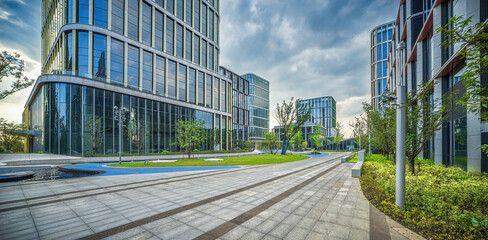 Reflective Glass Facades of Urban Corporate Buildings