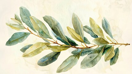 Branch with leaves painting