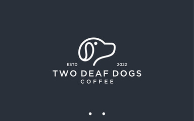 coffee with dog logo design vector silhouette illustration