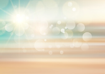 beach themed abstract blur background with sunshine 