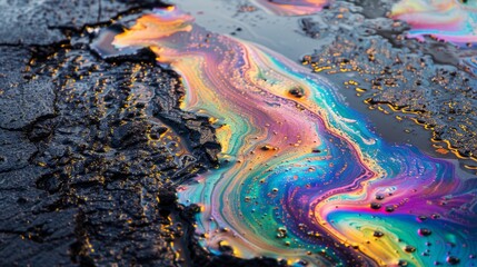 Naklejka premium A rainbow of colors is flowing down a street