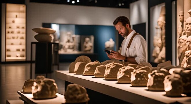 Archaeologist in a museum.