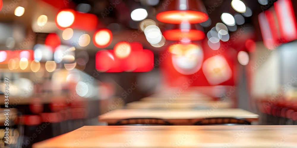 Poster blurred image of fast food venue with defocused background creating artistic effect. concept blurred