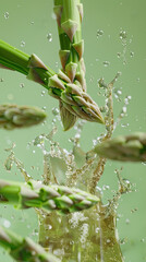 fresh asparagus in water