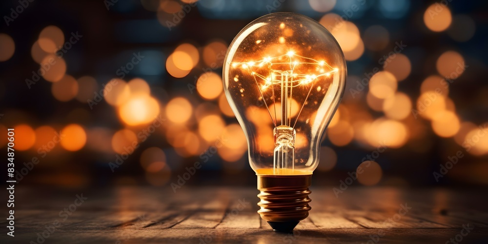 Poster digital light bulb symbolizing innovation and connectivity for problemsolving. concept digital innov