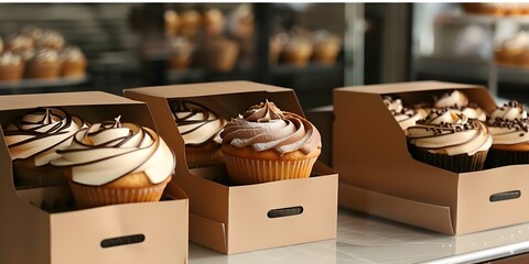 Bakery boxes with windowed plain options for cakes cupcakes and pastries. Concept Bakery Packaging, Windowed Boxes, Plain Design, Cake, Cupcakes, Pastries