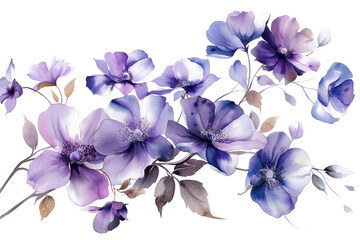 Watercolour of anemone flower isolated on a transparent background