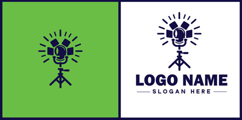 studio light icon Photography light Studio lamp Lighting fixture flat logo sign symbol editable vector