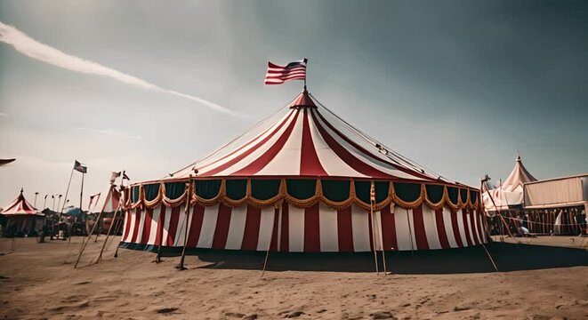 Colorful tent of a circus.