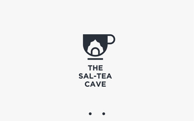 Obraz premium coffee with cave logo design vector silhouette illustration