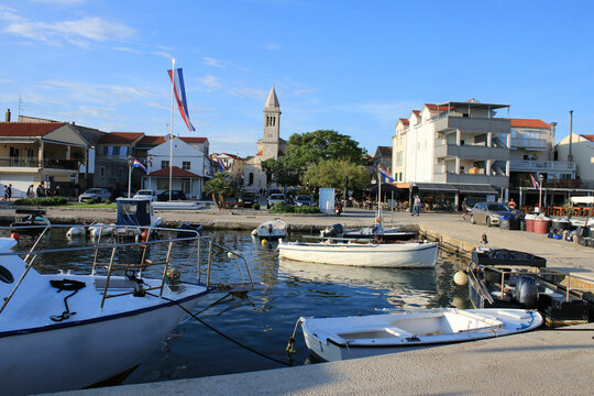 view on the port and the cozy town Pakostane, Croatia