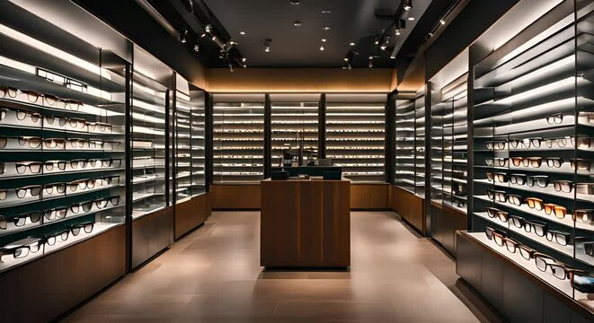 Interior of a glasses store.