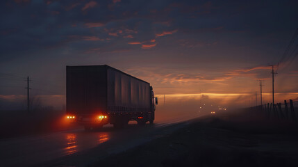 Logistics and transportation of various goods by trucks on the highway. AI Generated