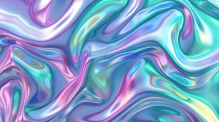 Fototapeta premium Abstract holographic iridescent neon liquid metal texture background. Colorful abstract gleaming fluid material..