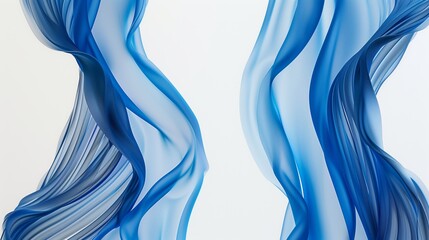 A minimalist design of blue waves, gracefully curved and smooth, on a white background.