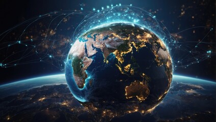 Naklejka premium Earth from space showing the earth's atmosphere and the earth as seen from space background