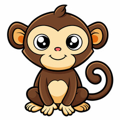 Adorable Cartoon Monkey Illustration perfect for kids and childrens graphic art projects