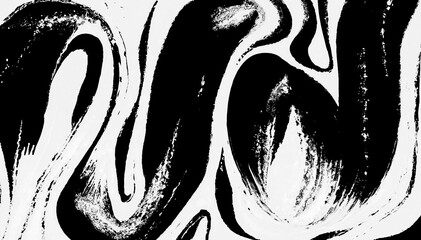 wave grunge snake twirl ink black and white abstract wallpaper. Simple minimal banner of brush strokes. Artistic Japanese painting art background. Card paper texture