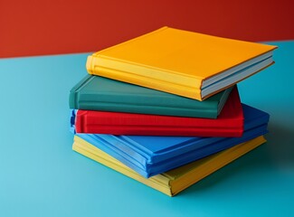 A stack of colorful books on the table