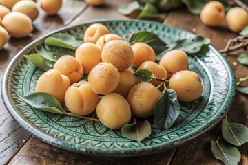 Close-up of fresh apricots. Delicious berries and fruits are bright yellow in color with drops of water. Vegetarianism. Healthy eating. Fresh fruits on the table.