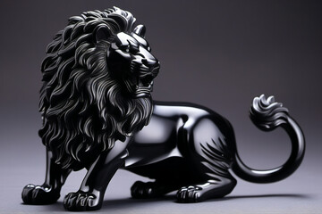 Obsidian lion figurine. Digital illustration.