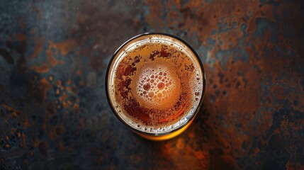 glass of beer photographed from above